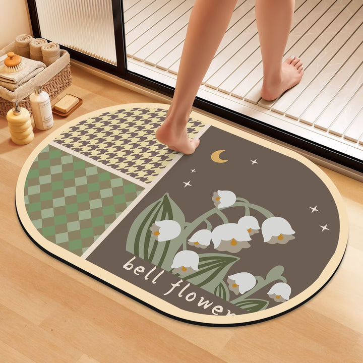 Artistic Floral Bath Mat Bowlift