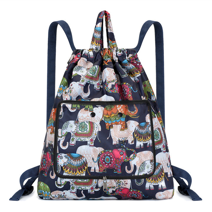 Lightweight Floral Drawstring Backpack Bowlift