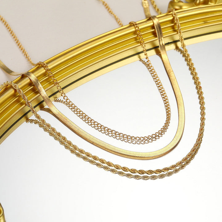 Layered Textured Chain Necklace Bowlift