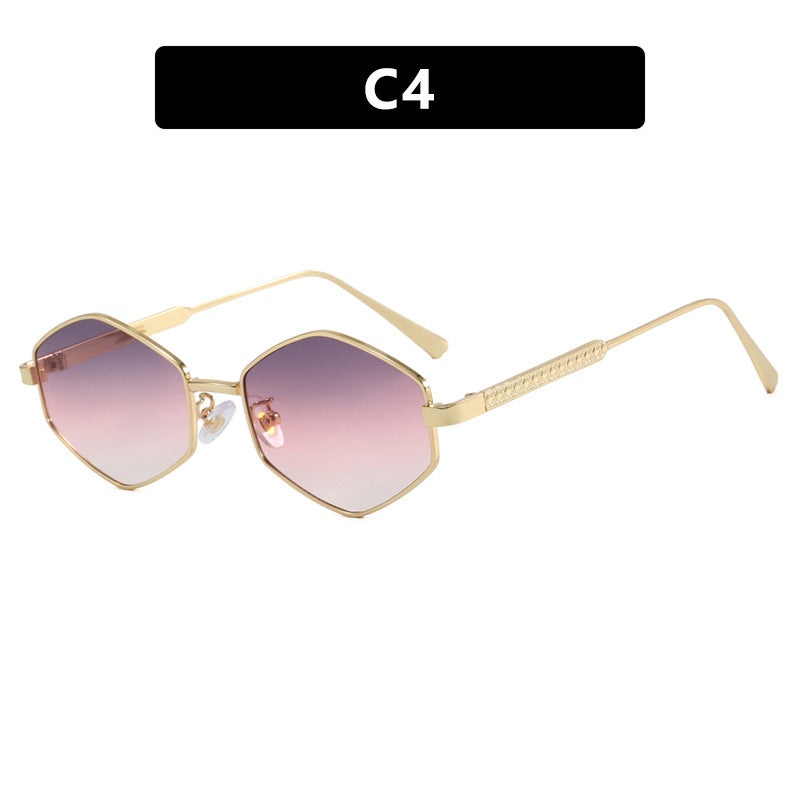 Women's hexagonal sunglasses with elegant metal accents and UV protection Bowlift