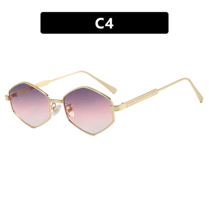 Women's hexagonal sunglasses with elegant metal accents and UV protection Bowlift