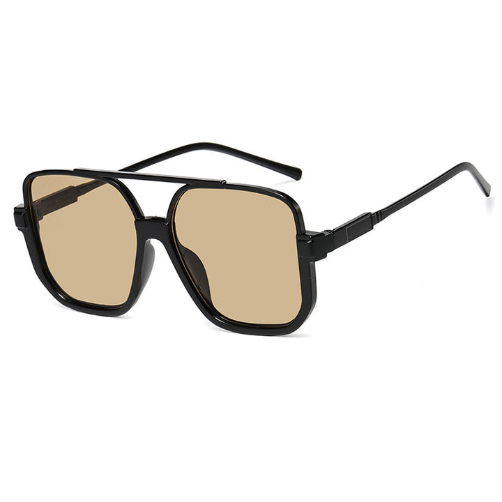 Women's square sunglasses with transparent frame and green tinted lenses Bowlift