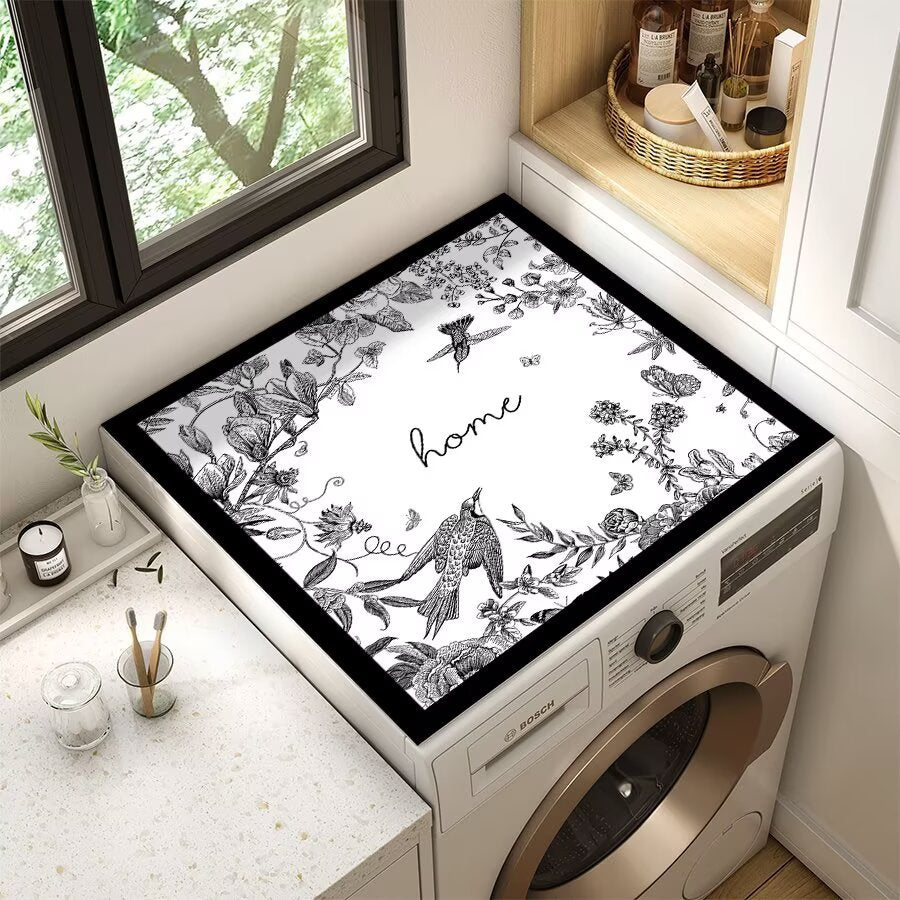 Decorative Floral Laundry Room Counter Mat Bowlift