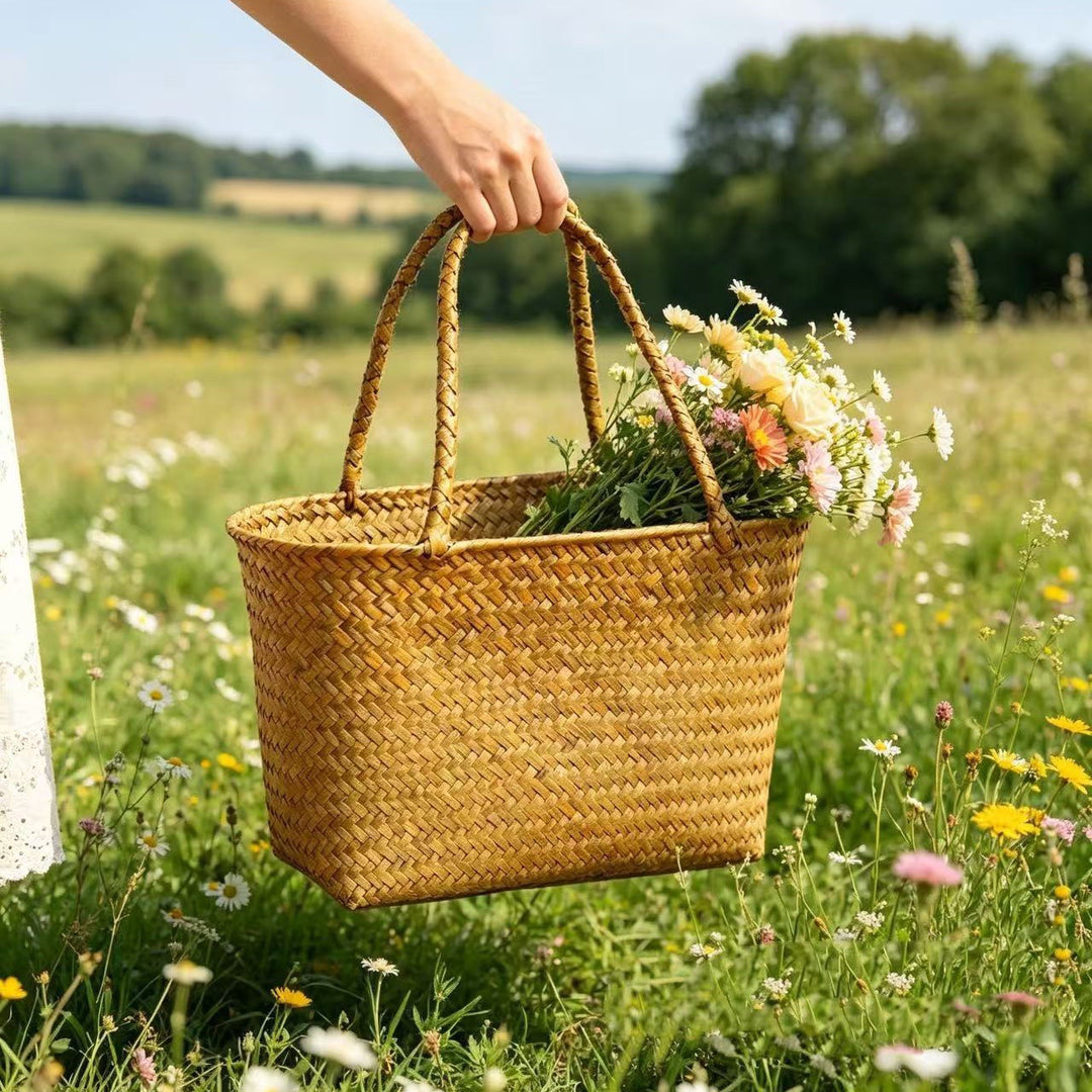 Woven Straw Shopping Basket Bowlift