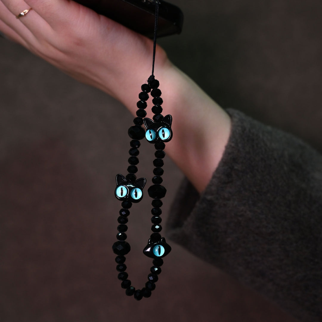 Cat-Themed Beaded Eyewear Lanyard Bowlift