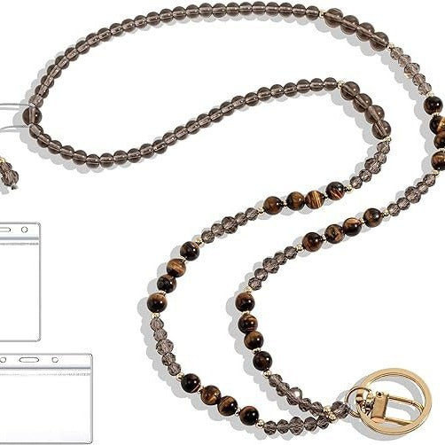 Beaded Lanyard with Retractable ID Holder Bowlift