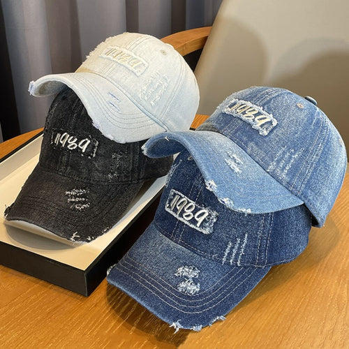 Women's Distressed Denim Baseball Cap Bowlift 1784188483