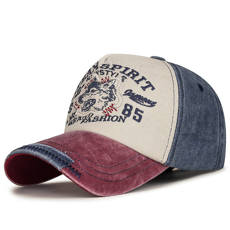 Men's Vintage-Inspired Wolf Graphic Baseball Cap Bowlift
