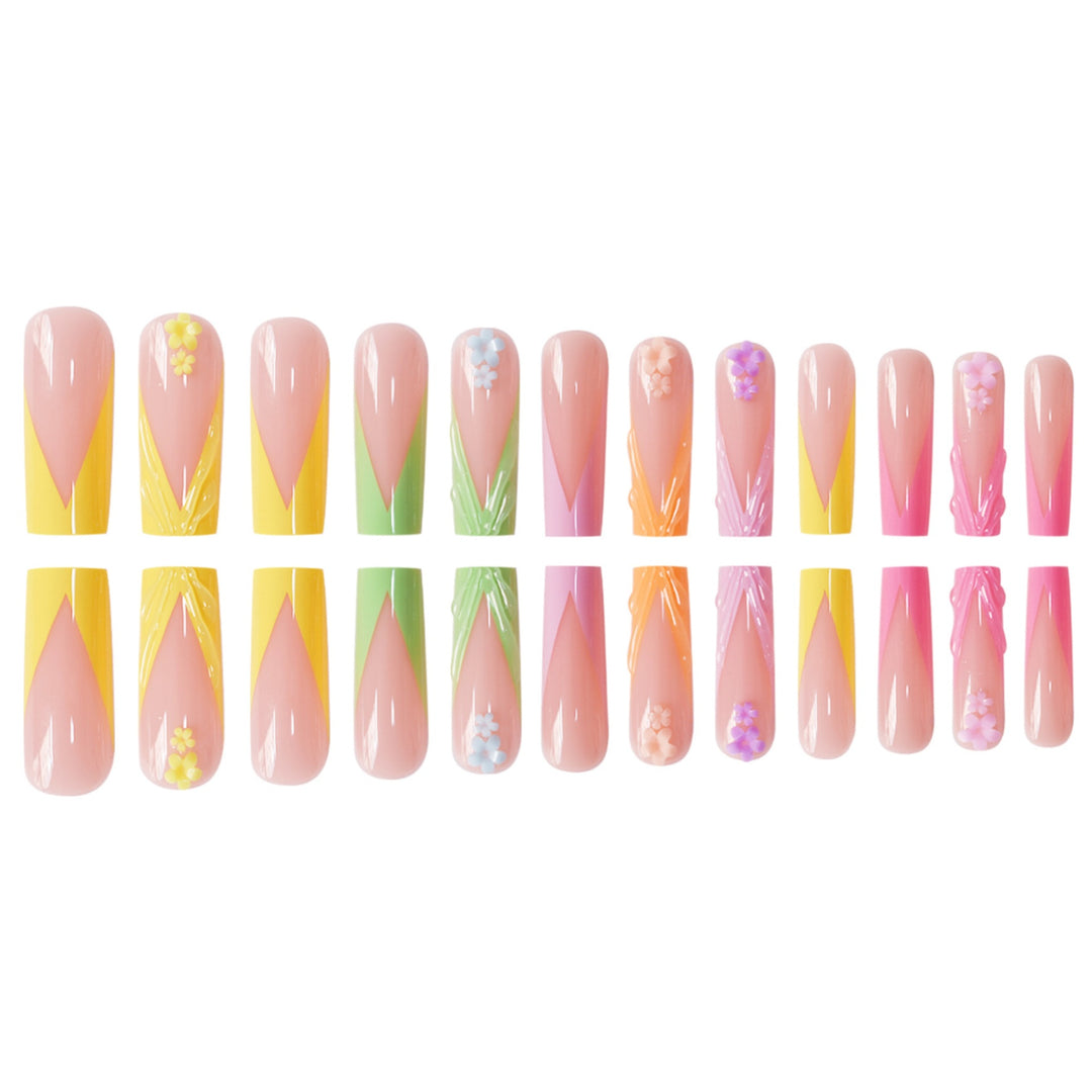 Decorative Floral Sculpted Press-On Nails Bowlift