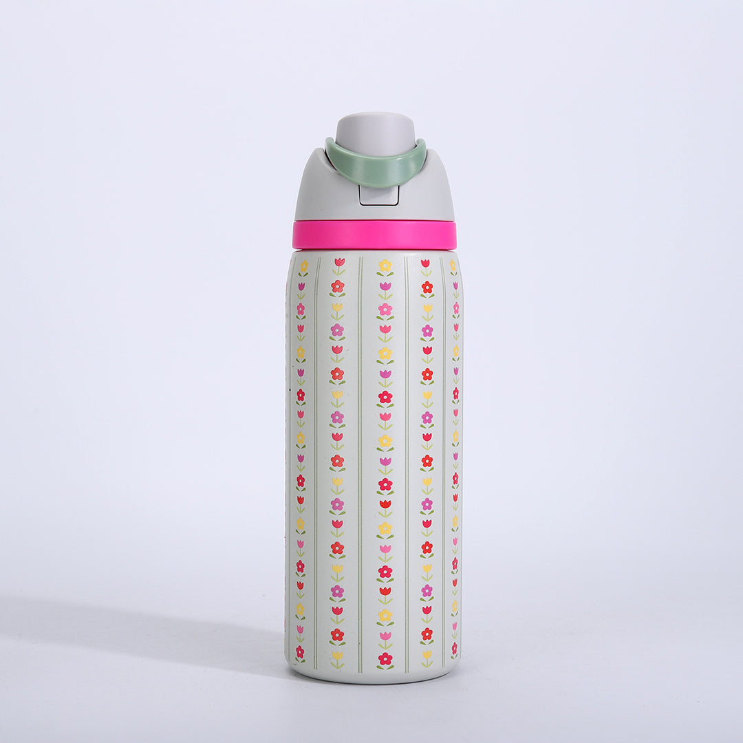 Vacuum-Insulated Stainless Steel Bottle With One-Touch Flip Lid And Integrated Carry Loop