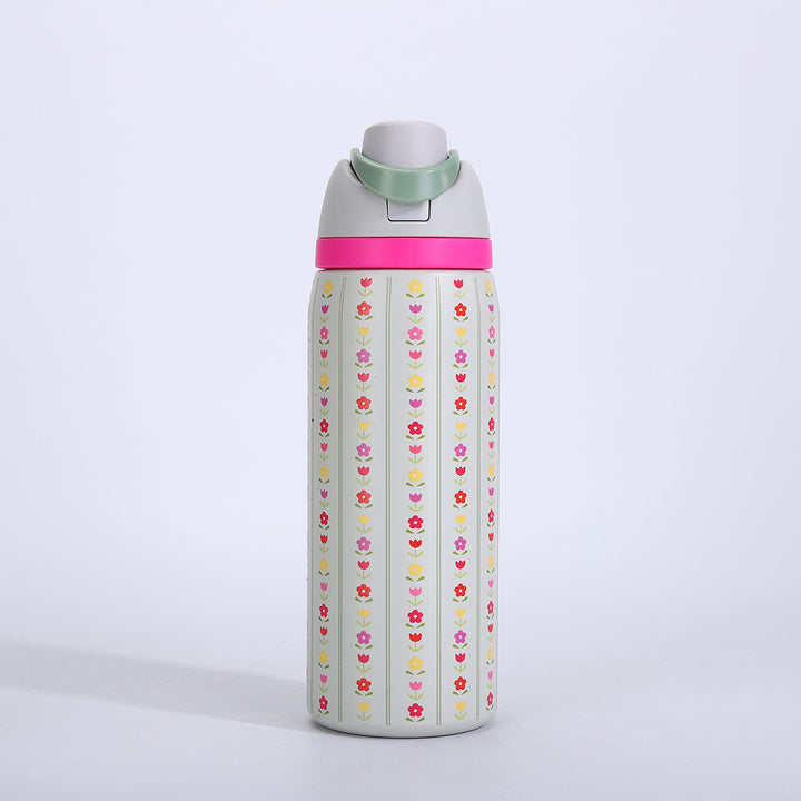 Vacuum-Insulated Stainless Steel Bottle With One-Touch Flip Lid And Integrated Carry Loop