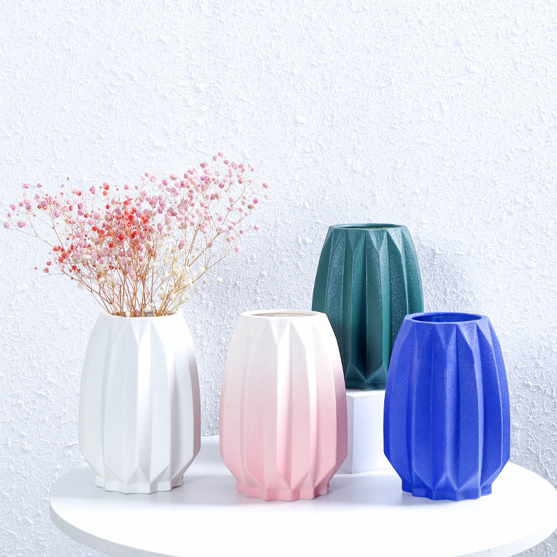 Textured Geometric Ceramic Flower Vase Bowlift