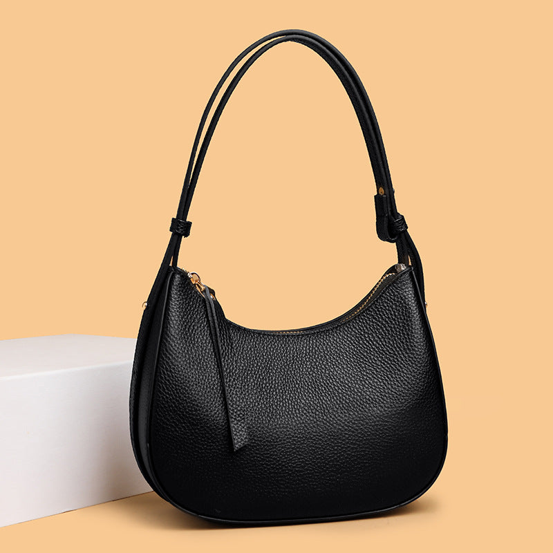 Stylish Pebbled Leather Hobo Bag Bowlift