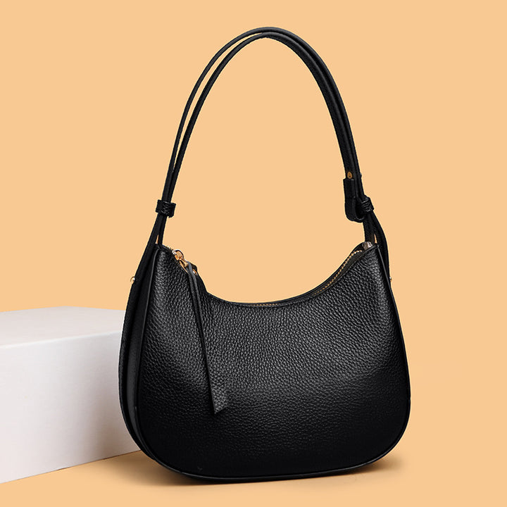 Stylish Pebbled Leather Hobo Bag Bowlift