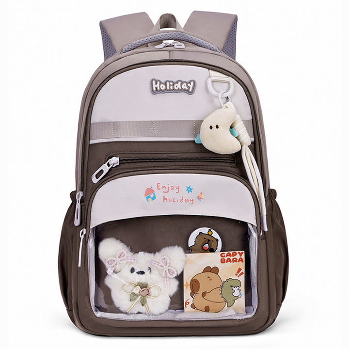 Playful school backpack with transparent compartment and creative accents Bowlift