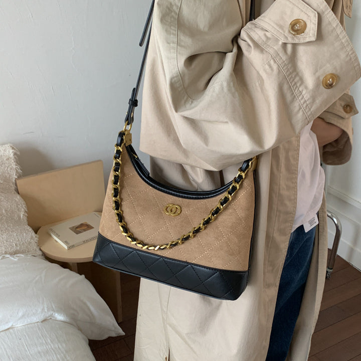 Quilted Suede Shoulder Bag Bowlift