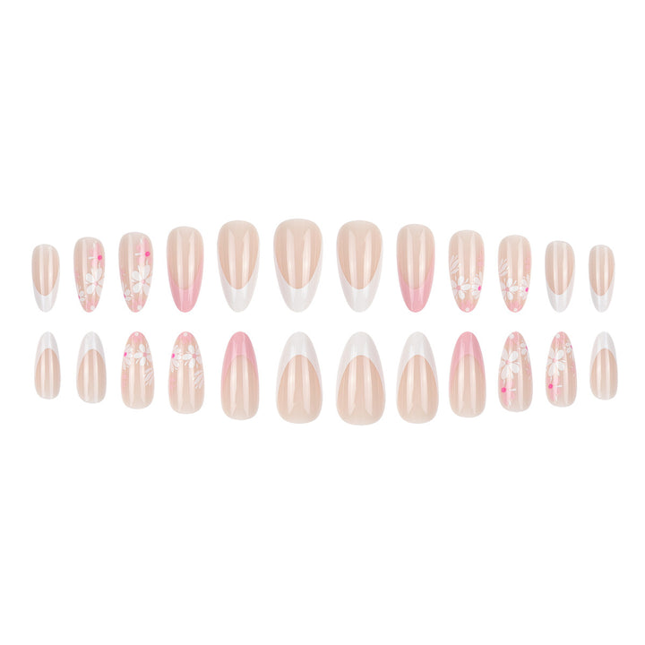 Decorative Floral Pointed Press-On Nails Bowlift