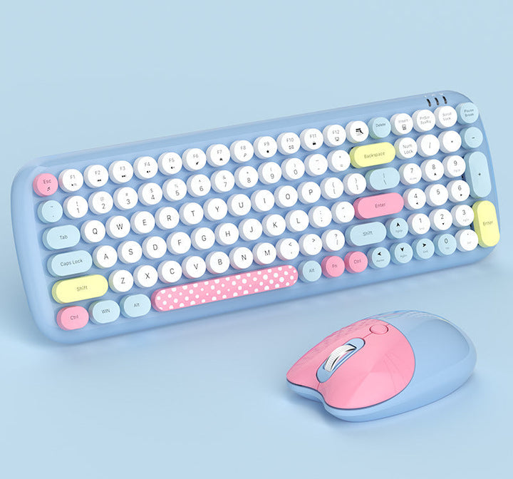 Retro-Inspired Wireless Keyboard and Mouse Set Bowlift
