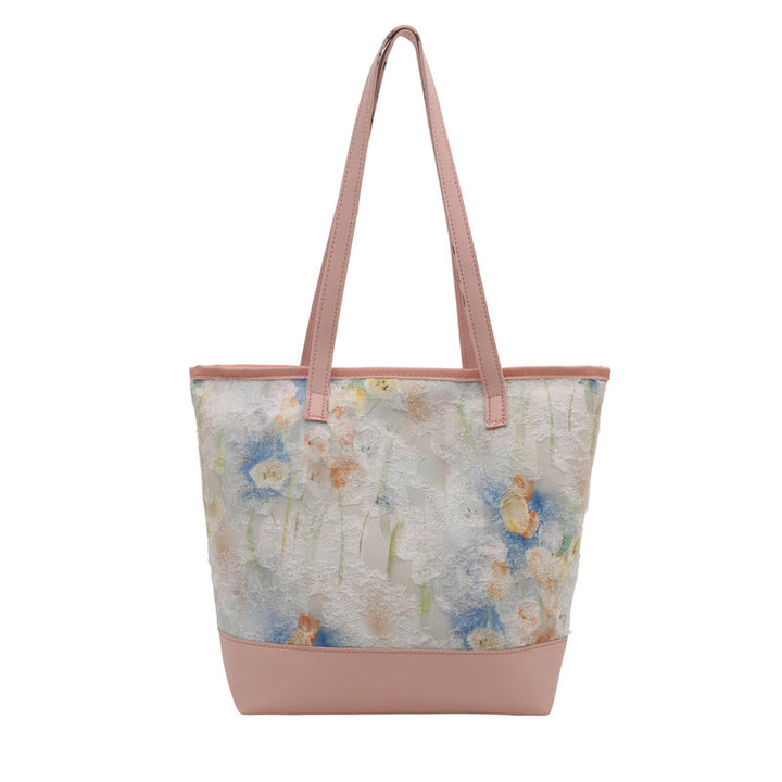Artistic Floral Embroidered Tote Bag Bowlift