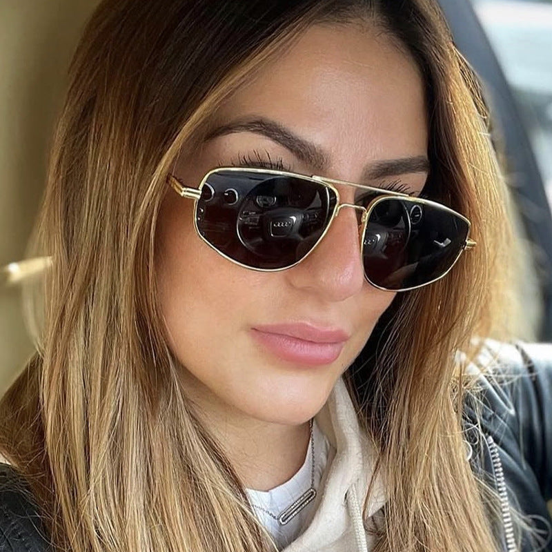 Women's geometric sunglasses with high-quality metal frame and polarized lenses Bowlift