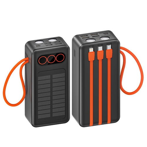 Portable Solar Power Bank with Integrated Charging Cables and Fast Charging Function Bowlift