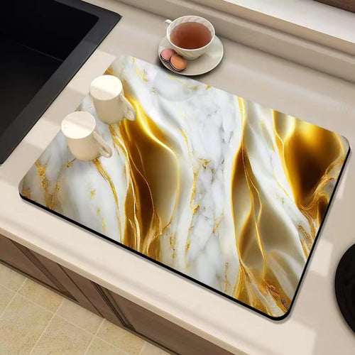 Marble-Inspired Kitchen Counter Mat Bowlift