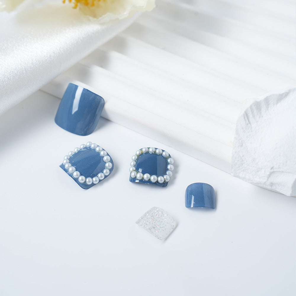Elegant Pearl-Embellished Press-On Nail Set Bowlift