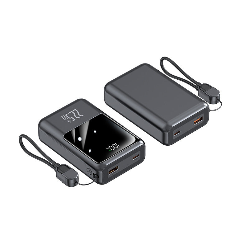 Portable power bank with multifunctional charging cable and digital display Bowlift