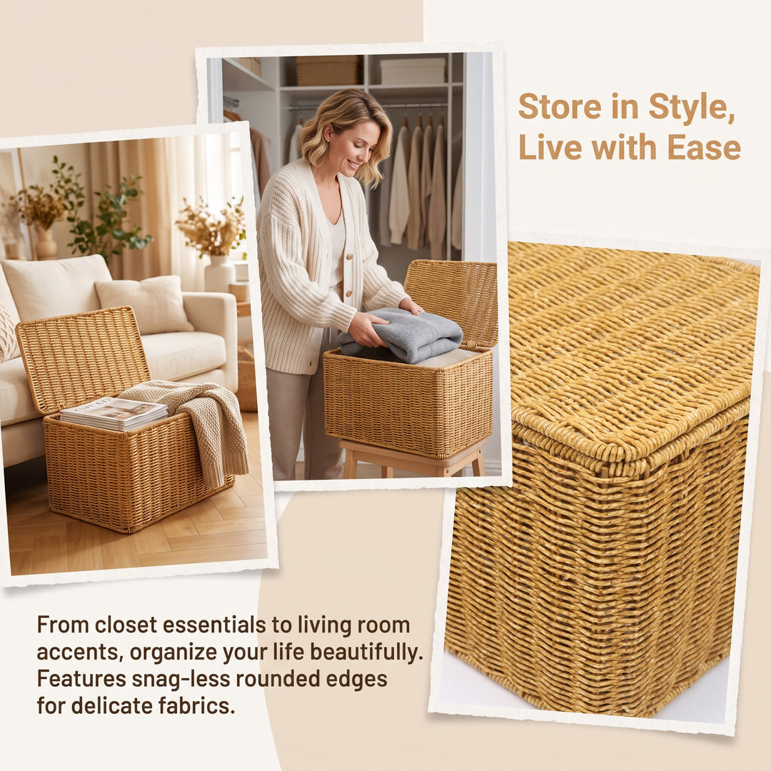 Woven Storage Chest with Lid Bowlift