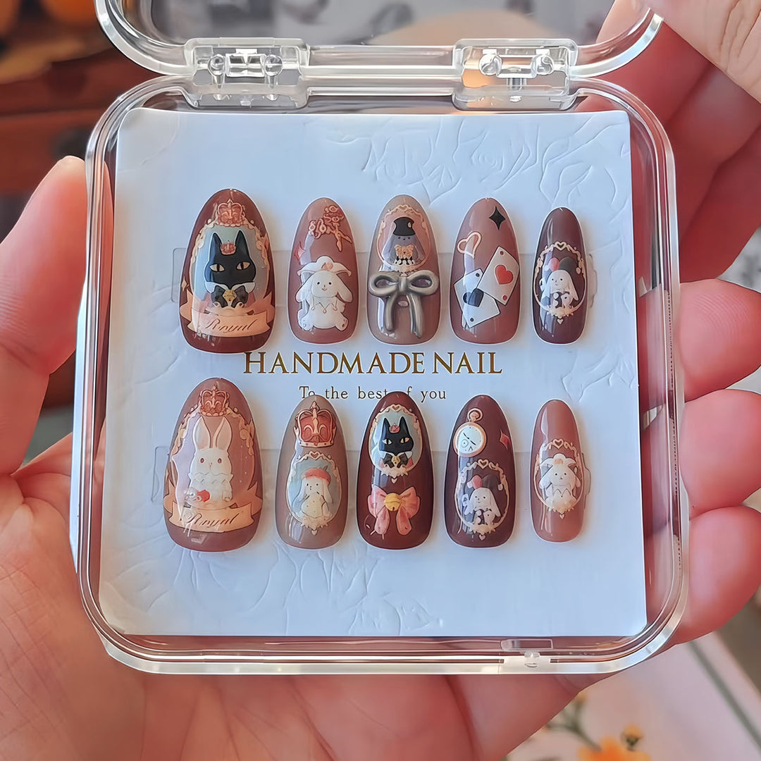Whimsical Character-Themed Press-On Nail Art Bowlift