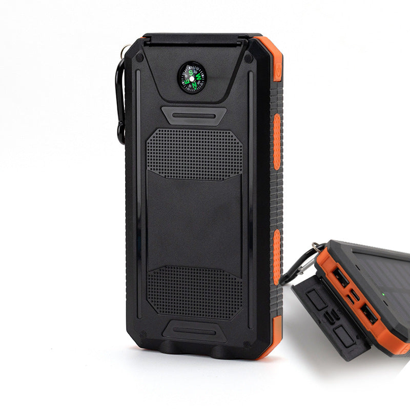Solar-powered power bank with robust case and integrated LED lighting Bowlift