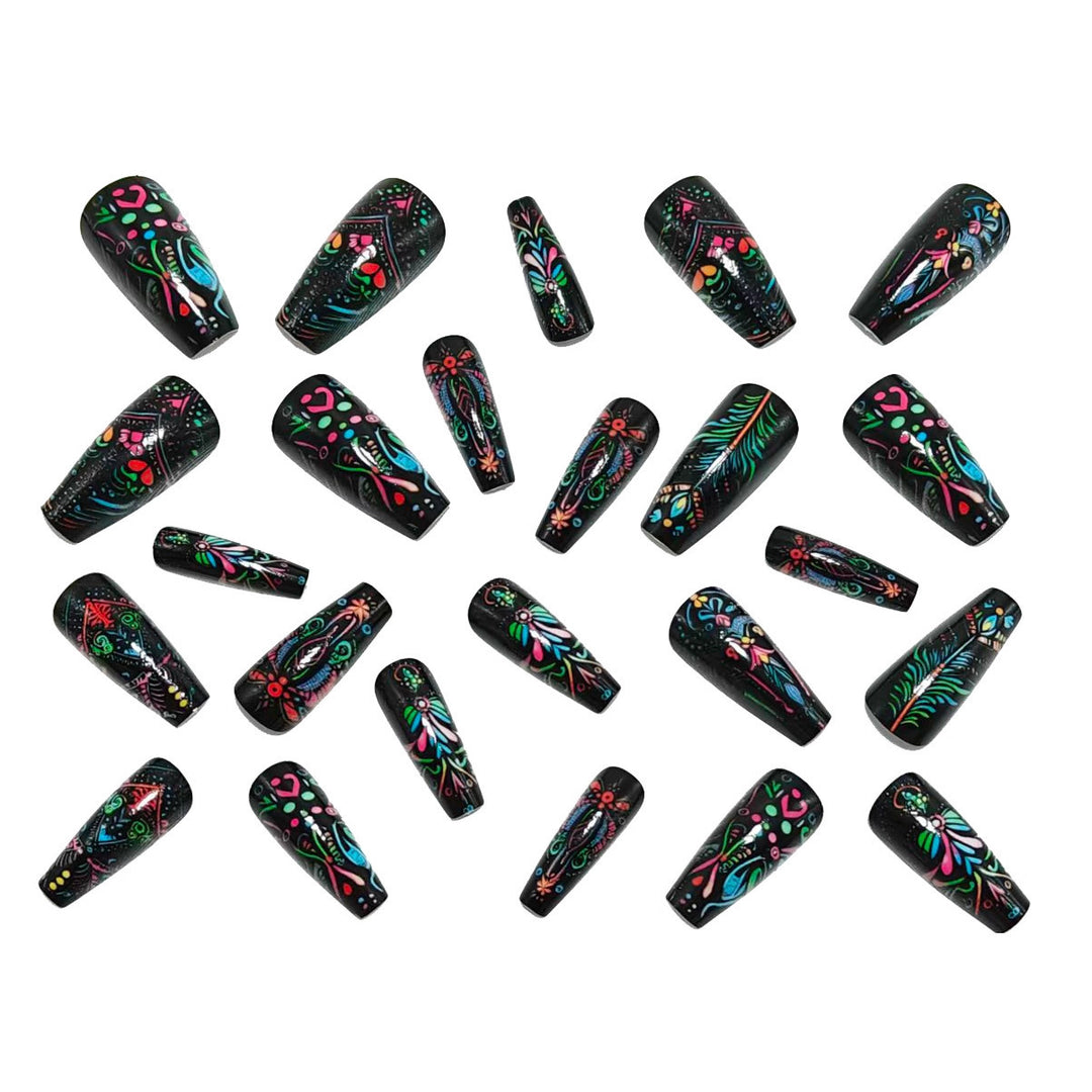 Art nails with delicate floral design and vibrant color plays Bowlift