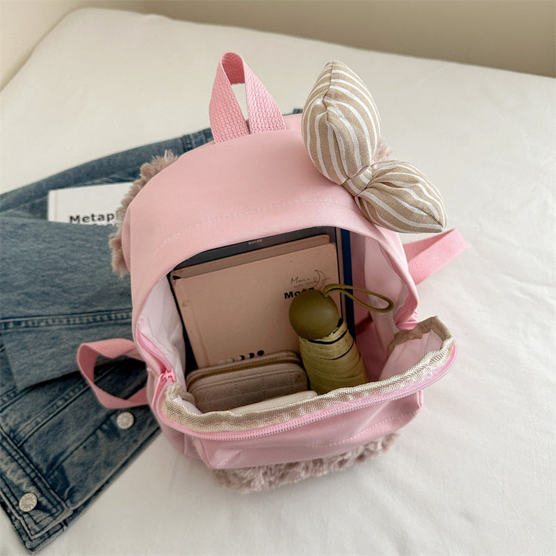 Backpack with Cute Animal Ear Design and Soft Fleece Application Bowlift