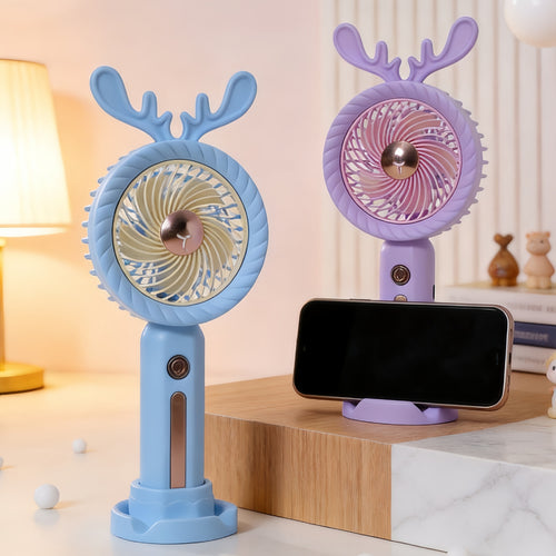 Women Portable Handheld Fan with Creative Antler Design Bowlift