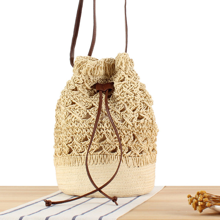 Designer Backpack Made of Natural Weave with Leather Accents Bowlift