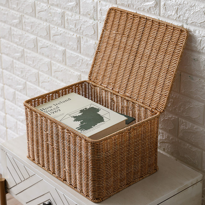 Handcrafted Rectangular Wicker Storage Box Bowlift