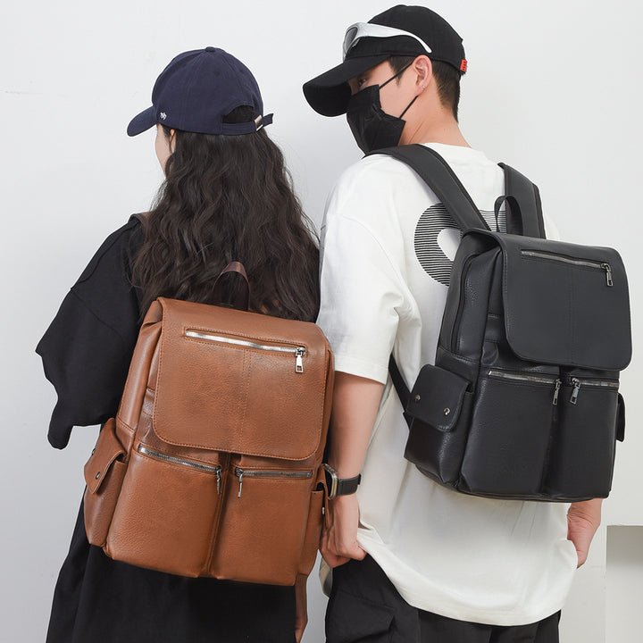 Stylish Multi-Pocket Leather Backpack Bowlift