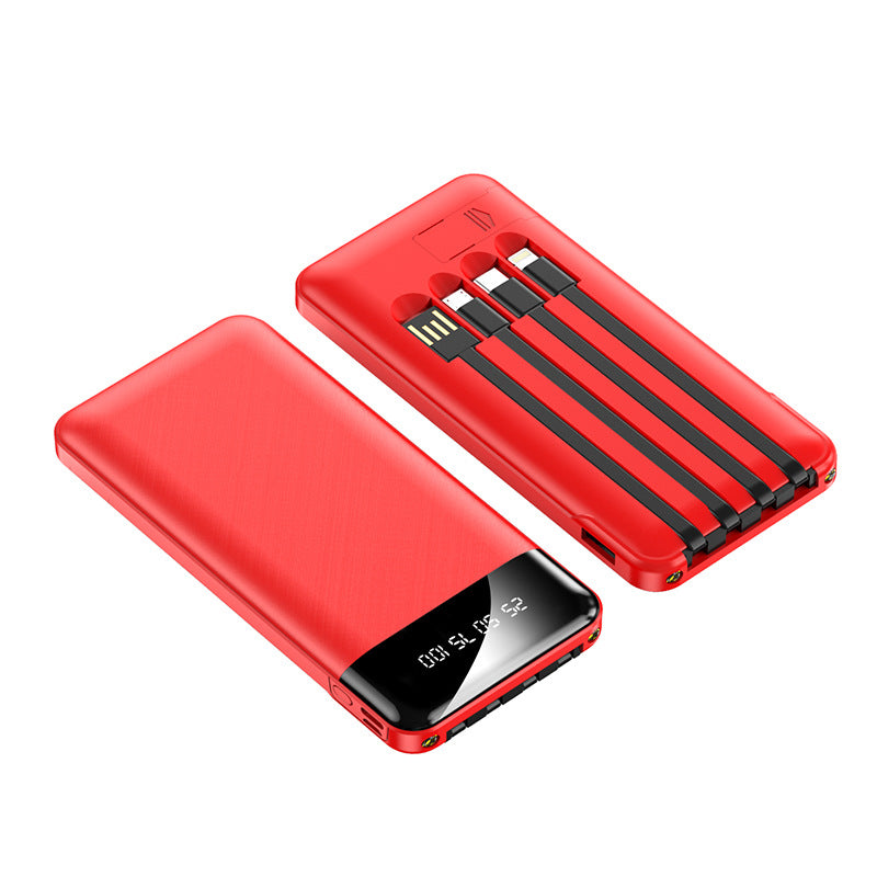 Portable power bank with integrated charging cables and digital display Bowlift