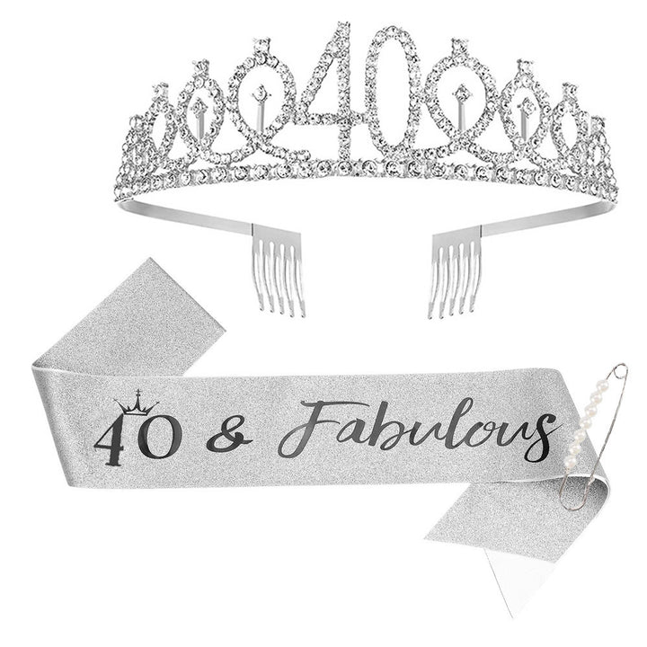 Ladies Sparkling Tiara with personalized 80th Birthday Inscription Bowlift