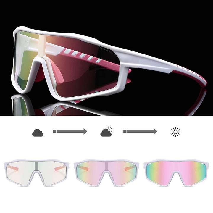 Unisex sporty cycling glasses with photochromic lenses and aerodynamic design Bowlift