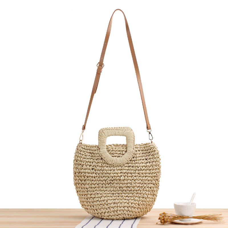 Handmade straw shoulder bag with square handle Bowlift