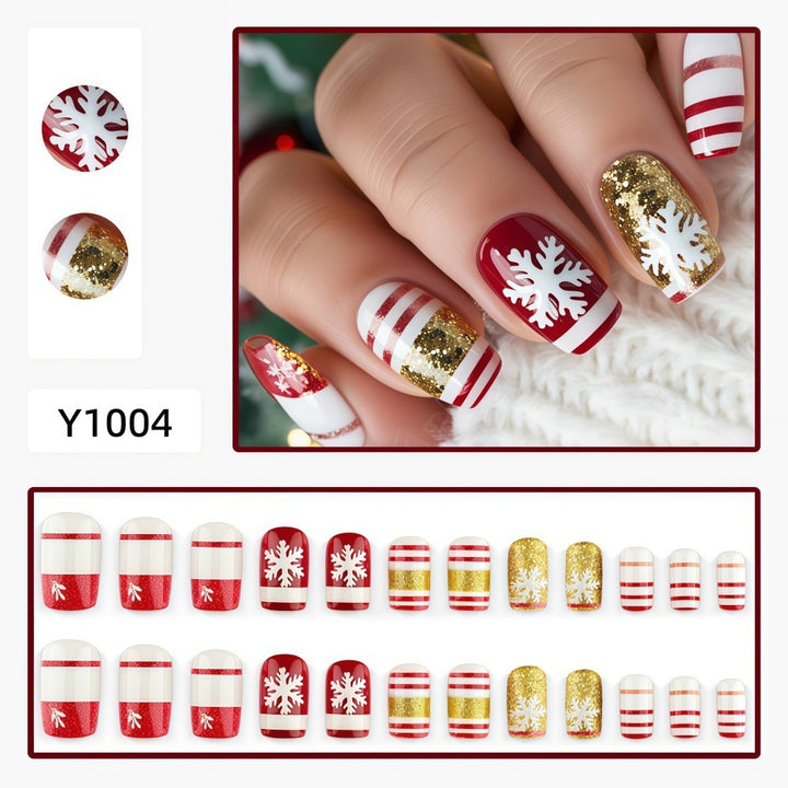 Artificial nails in festive Christmas design Bowlift