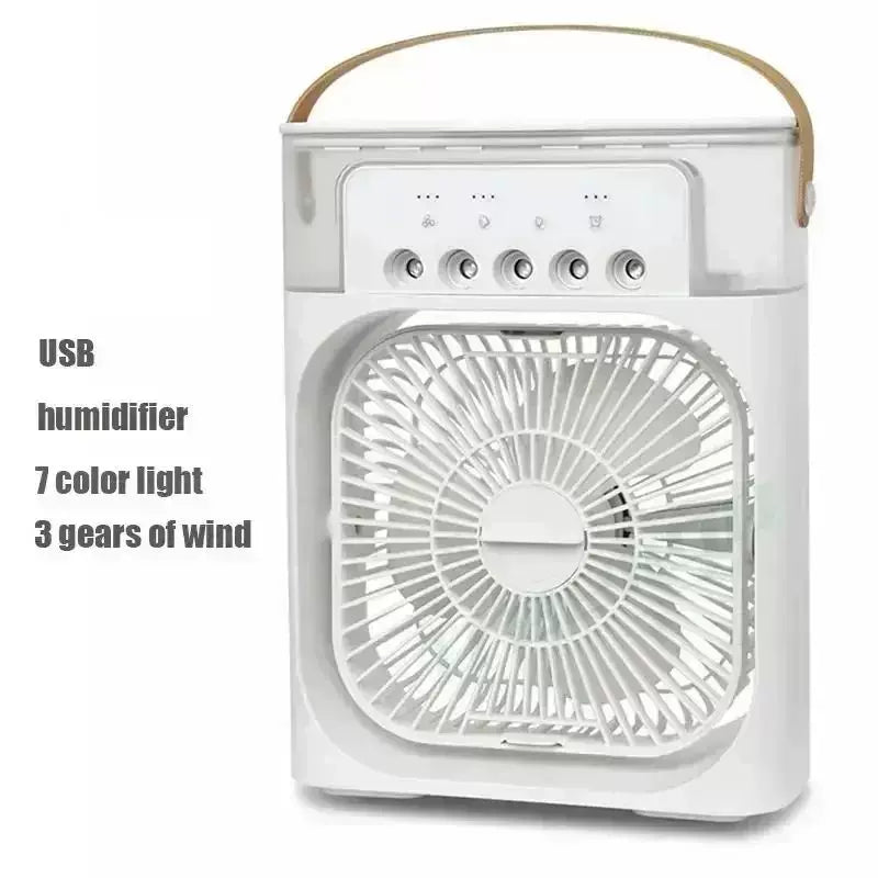 Unisex One Size Portable USB Humidifying Desk Fan with Ambient LED Mood Light and Multi-Stage Air Circulation Bowlift