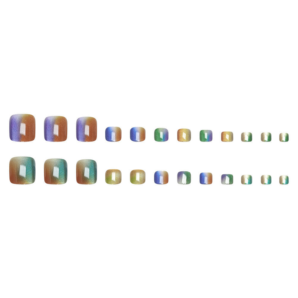 Artificial Nail Set with Sparkling Gradient and Glitter Bowlift