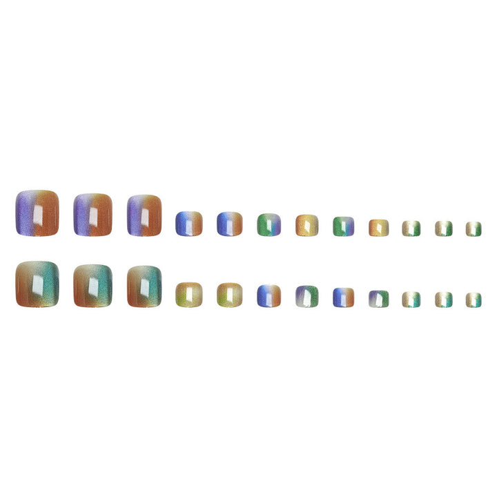 Artificial Nail Set with Sparkling Gradient and Glitter Bowlift