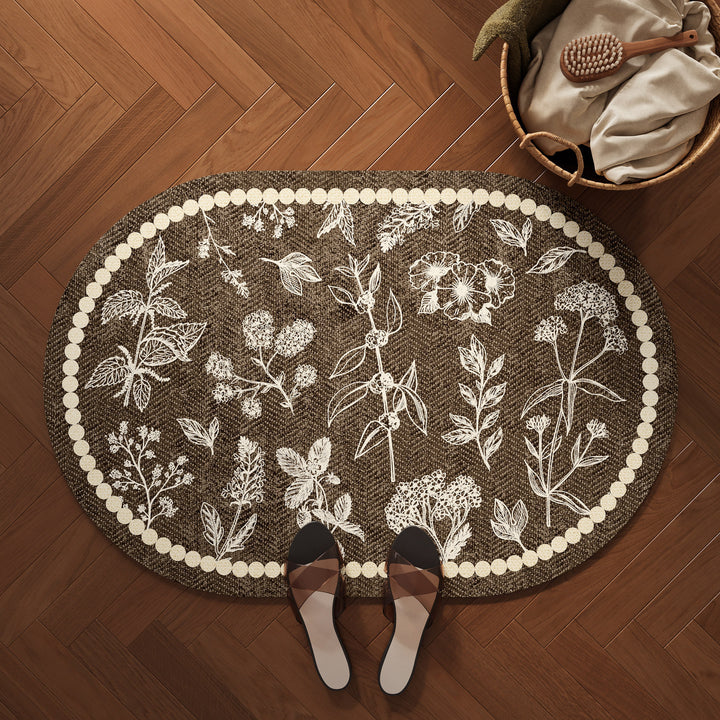 Decorative Botanical Pattern Bath Mat Bowlift
