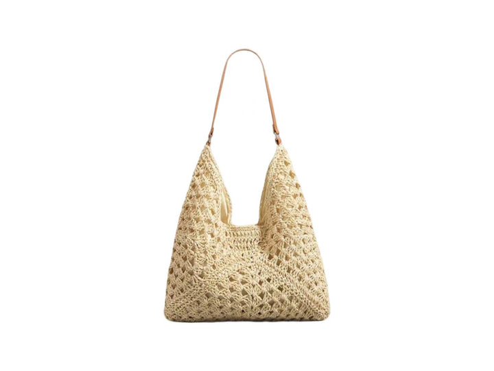Handbag with Artistic Macrame Design and Flexible Carrying Comfort Bowlift