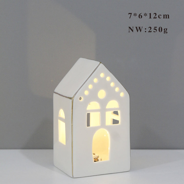 Decorative Ceramic House Lantern Bowlift