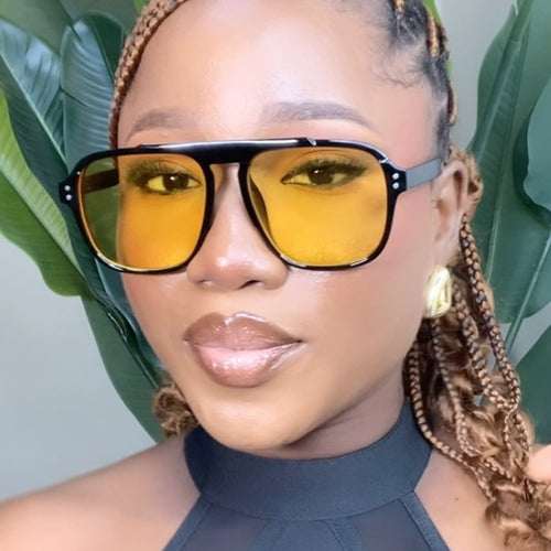 Ladies geometric sunglasses with polarized yellow lenses Bowlift
