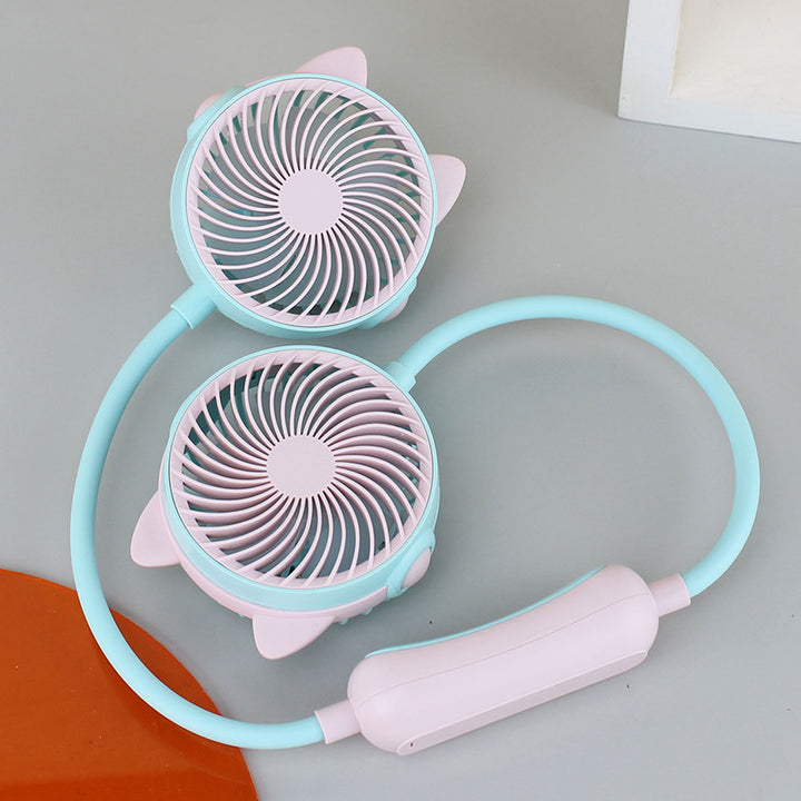 Ladies Portable Neck Fan with Dual Air Units Bowlift